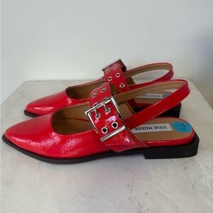 STEVE MADDEN SMOKEE - patent red slingback mule size 7.5